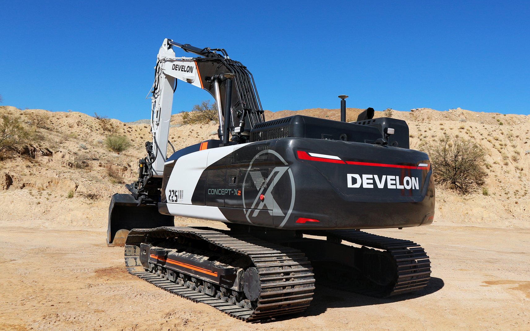 The new DEVELON DX225-CX crawler excavator at the DEVELON proving grounds in Arizona.