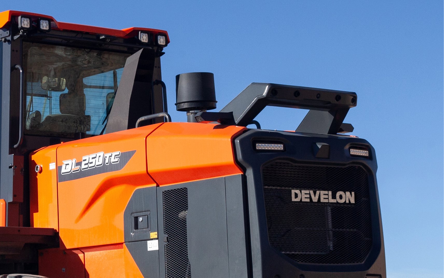 The around view monitor camera system is shown on a DL250TC-7 wheel loader.