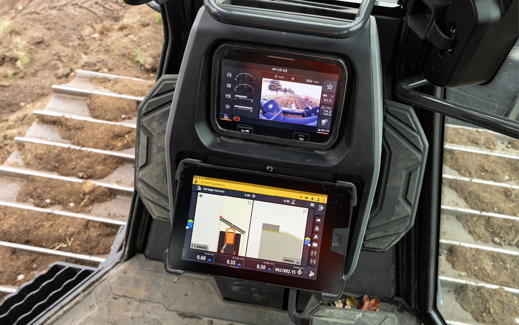 A GPS monitor on a DEVELON dozer.